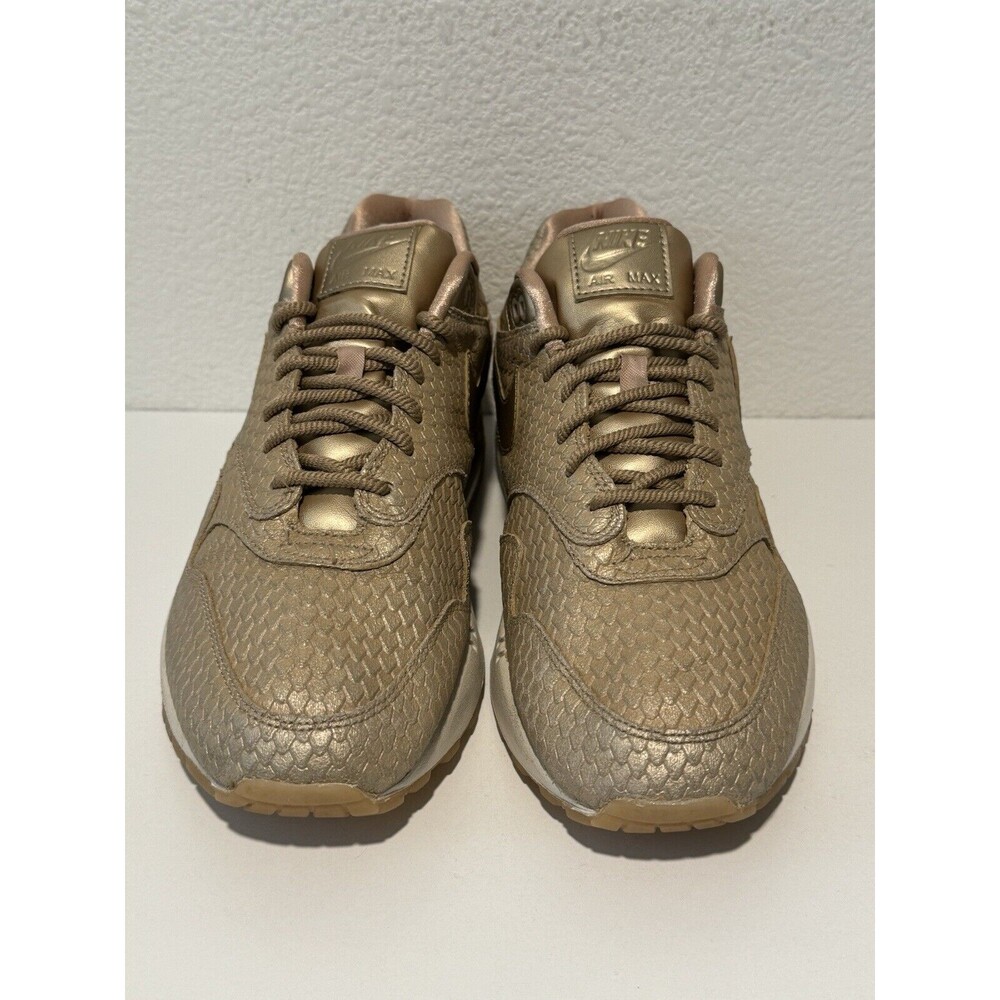 Nike Air Max 1 Womens Running Shoes Sz 12 Premium Gold Fish Sneakers 454746-900 - Picture 5 of 16